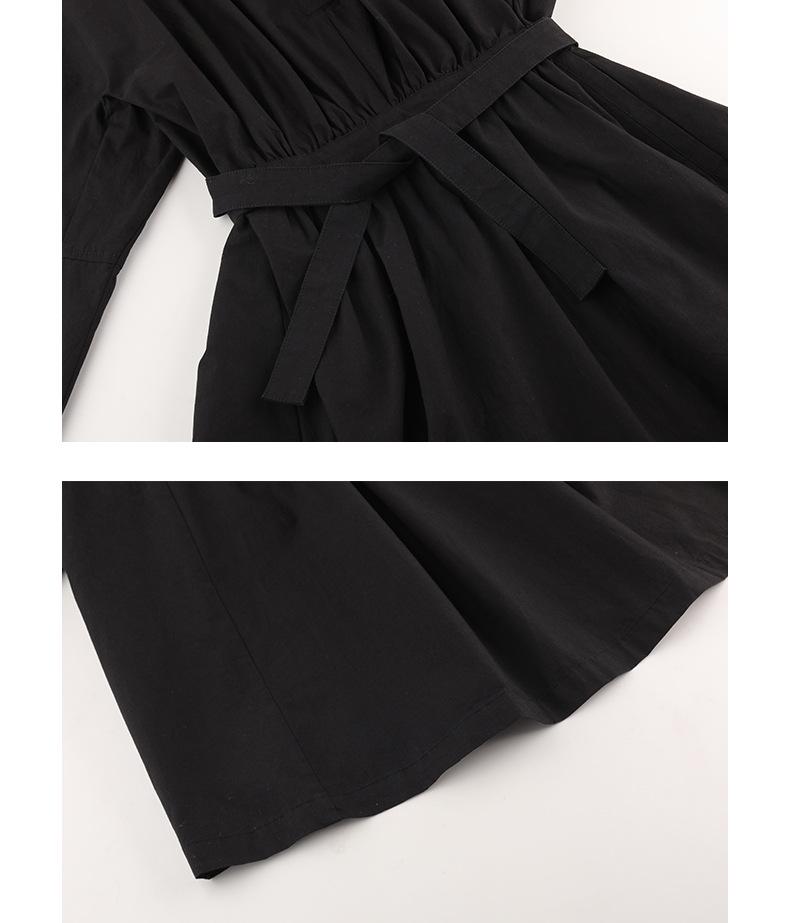 TG Minimalist Cotton-Feel Round Neck Long Sleeve Dress - 2026 Gentle Korean Style with Large Hem