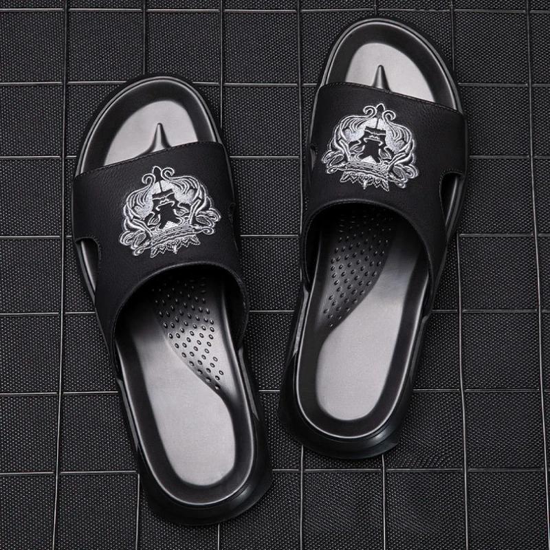 Fashion Summer Men's Genuine Leather Slippers Men Flip Flops Male Beach Sandals Man Outdoor Leisure Non-slip Men Home Slippers