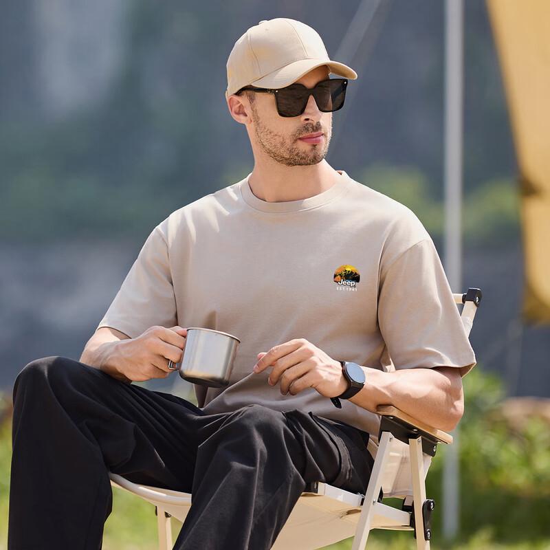JEEP Men's 100% Cotton Breathable Crewneck Short Sleeve T-Shirt