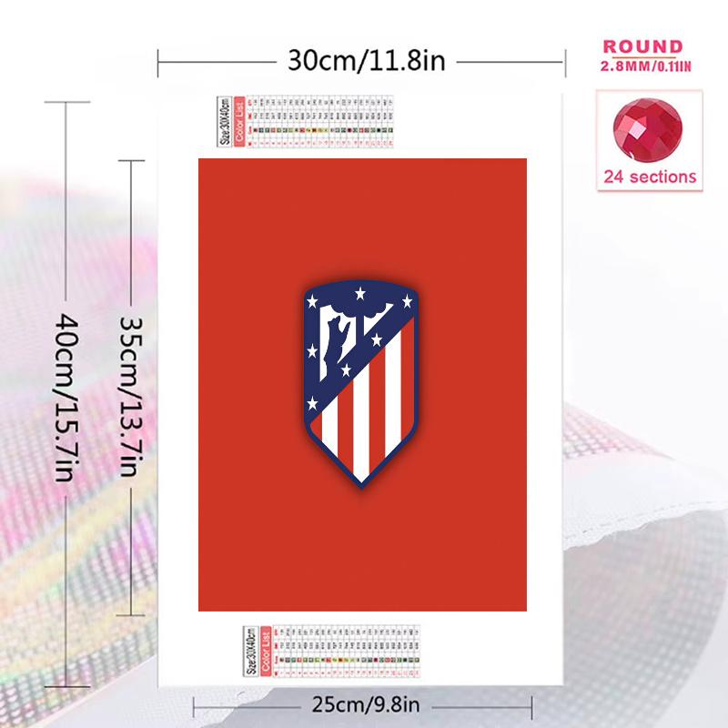 Atletico Madrid Football Crest 100% Round Full Drill 5D DIY Diamond Painting Embroidery Cross Stitch Rhinestone Decor