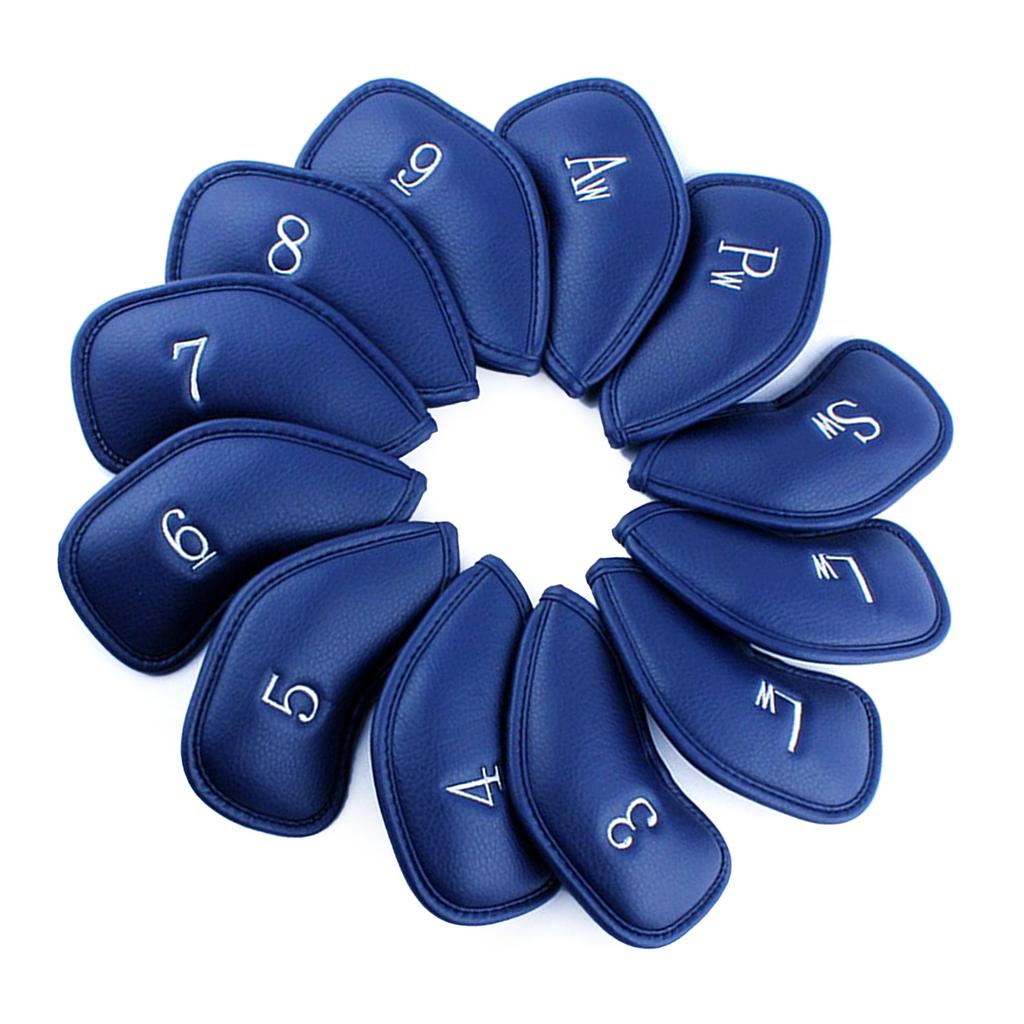 12 Pièces PU Cuir Golfs Headcover Housse de Protection Étuis Tête de Fer Imperméables Accessoires de Golf