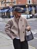 Women's Wool Overcoat - Plus Size Sherpa Lined Coat for Fall Winter Casual Wear