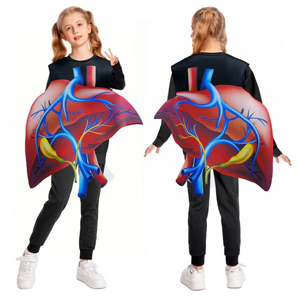 Realistic Heart Design Cosplay Costume Creativity Printed Jumpsuit Halloween Kids Costume  Party
