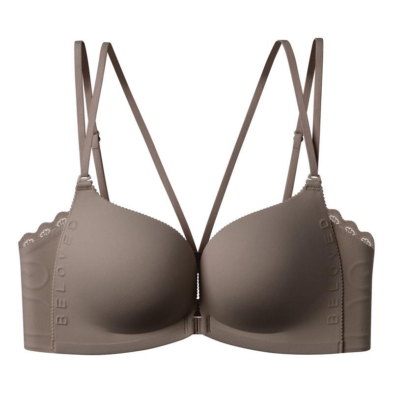1118 Traceless Steel Rim Front Buckle Bra, Small Breasts Show Large Collection, Double Breasts, Beautiful Back Underwear, Women's Medium Thickness