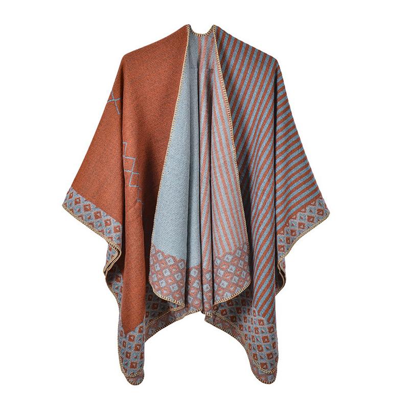 Design Imitation Cashmere Women Scarf Winter Poncho Blanket Thick Wrap Shawls Capa Para Mujer Pashmina Chales Echarpe Hiver Luxe