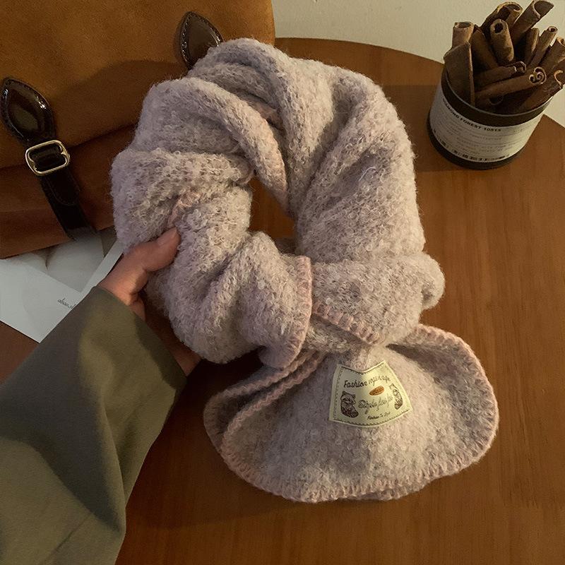 Atmosphere soft waxy green knitted wool scarf women's autumn and winter thickened warm versatile neck protection scarf tide