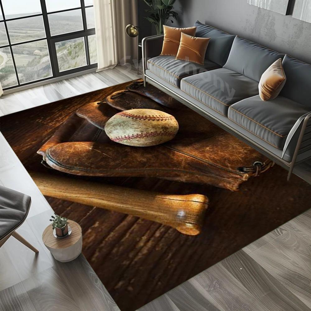 

Vintage Baseball Carpet Leather Glove Pattern Rug Sports Mat Living Room Home Decoration Nostalgic Style Soft Durable Floor Mat 40x60cm
