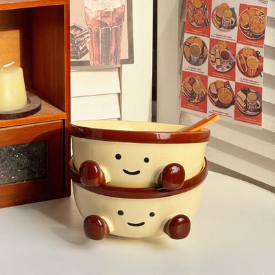 High-value Birthday Gift, Cute Fat Feet Instant Noodle Bowl, Ceramic Large-capacity Gift for Girls and Girlfriends, Practical Souvenir