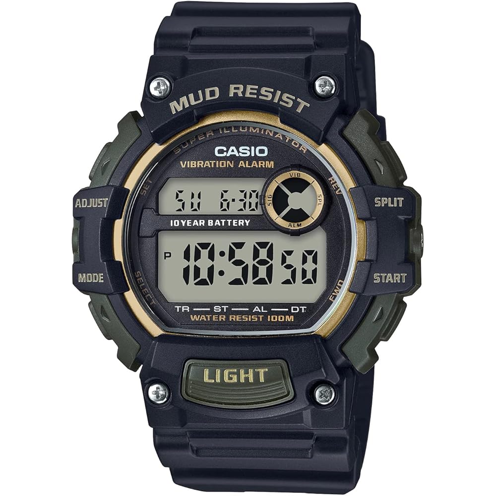Casio Standard Digital Men s Watch TRT-110H-1A2V Black Gold Vibrating Alarm Mud Resistant