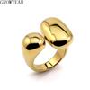 316L Stainless Steel INS Ring High Polish Waterproof Irregular Open Ring Gold Silver Color Fashion Finger Jewelry