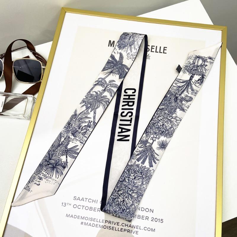 115X5cm Plant Jungle Printed Scarf for Women's Spring Summer New Model Emulated Silk Streamer Fashionable Retro Hairband Streame