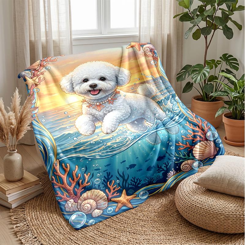 Oceanic Adventure Theme Blanket Lightweight Warm Flannel Blanket Decorative Throw Blanket for Home Decoration