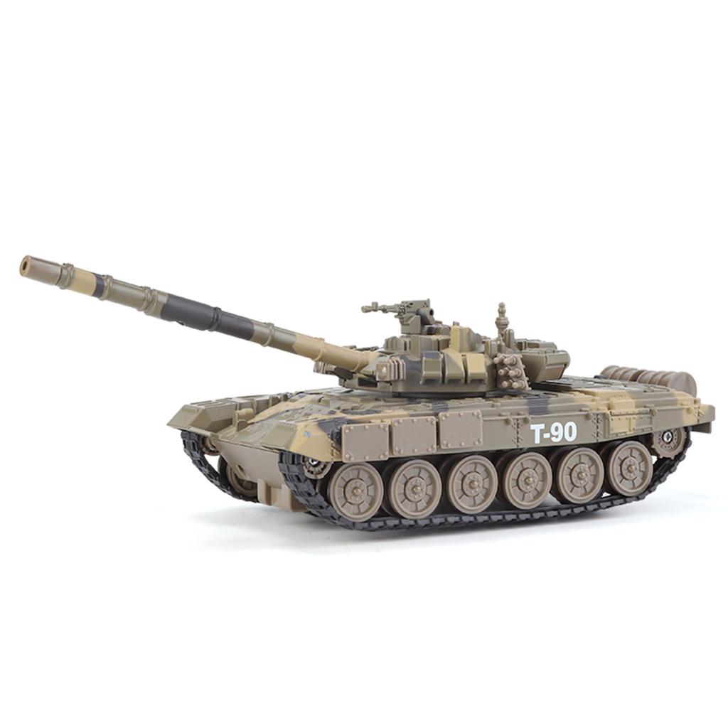 Simulated alloy T-90 main battle tank spray version military model boy toy light swing parts