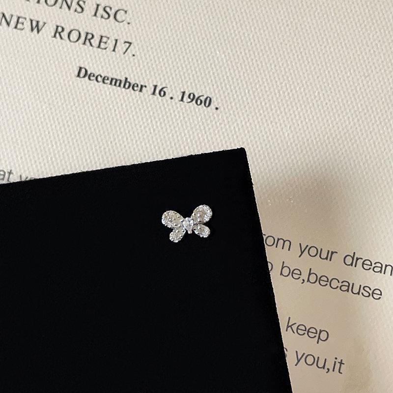 Zircon Bowknot Heart Cartilage Earrings: Chic, Versatile, Simple Earrings for Women