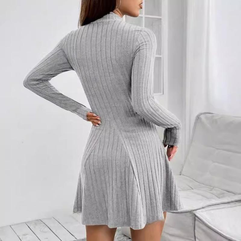 Women's Fashion Casual Spring Fall Solid Color Print  Long Sleeve Half Turtleneck Blouses & Shirts