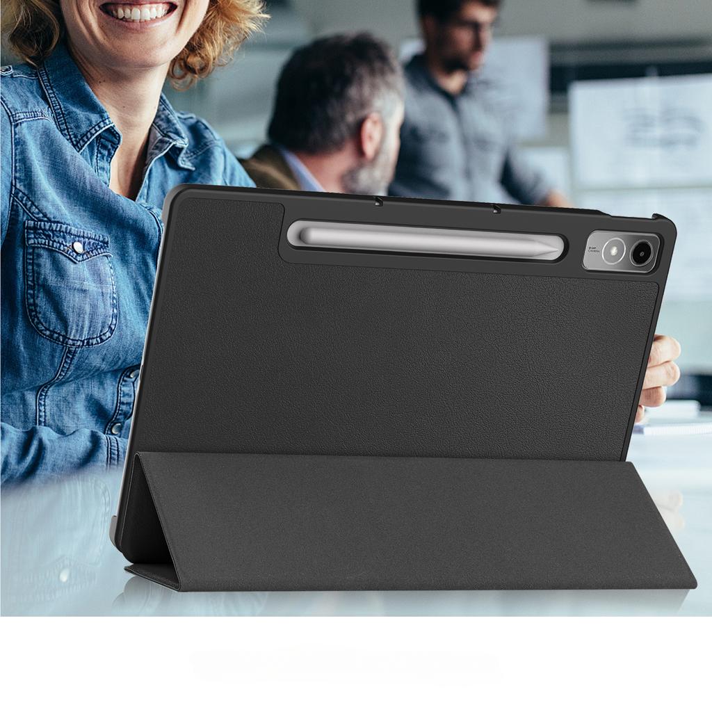 Custodia in pelle di vibrazione per Lenovo Tab P12 Xiaoxin Pad Pro 12.7 pollici 2023 TB-371FC Custodia ultra sottile in PU Tri-pieghevole custodia magnetica