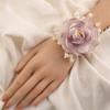 Organza Pearls Wrist Flower Decoration Wrist Corsage Lace Ribbon Wristband Jewelry For Bridal Shower Wedding Ceremony