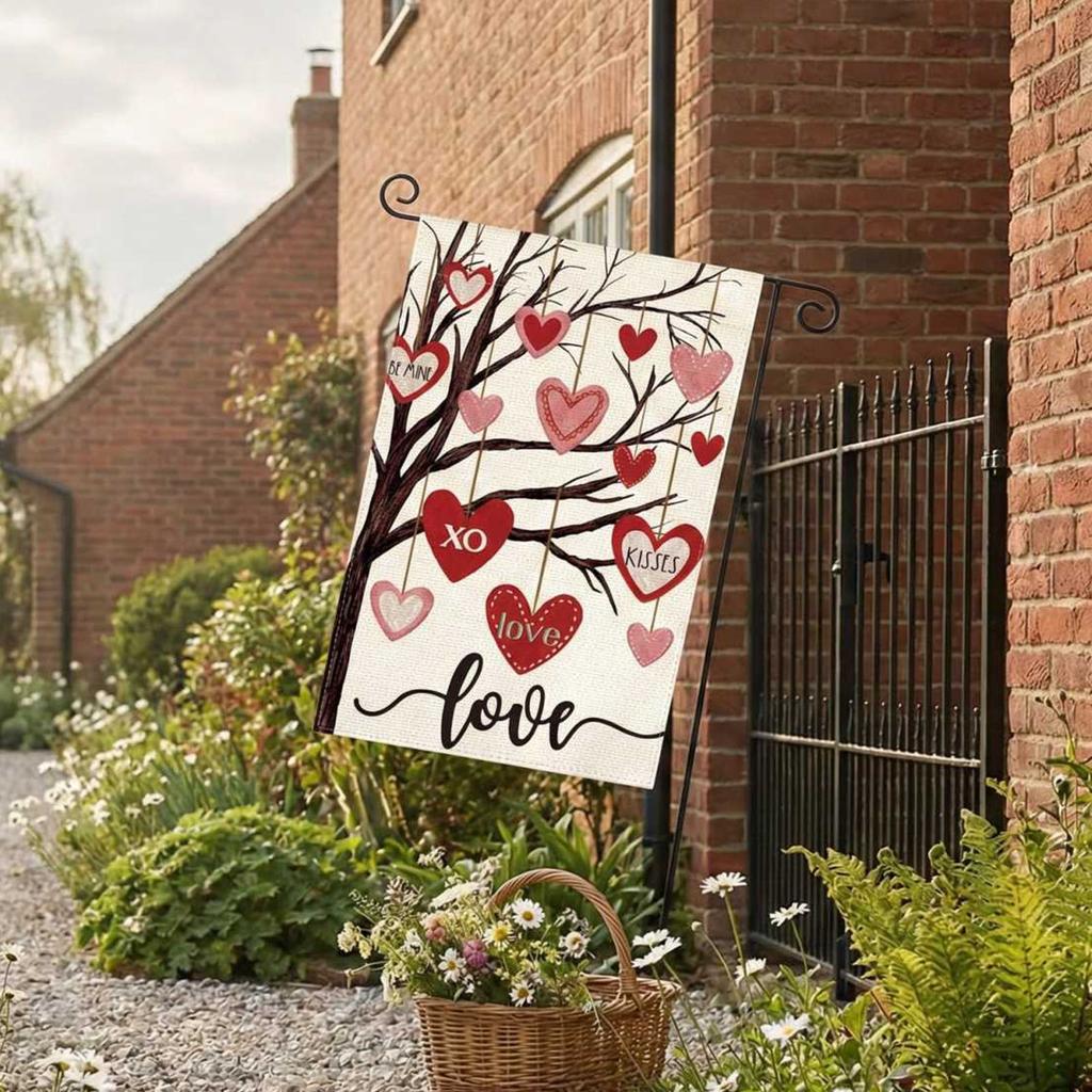 Valentine's Day Garden Flag Outdoor Date Party Decoration Flag Love Print House Door Welcome Flag