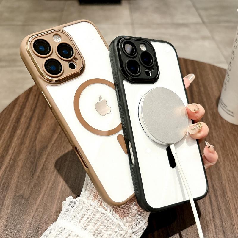 HD Transparent With Lens Protection Phone Case For iPhone 16 15 14 13 12 Pro Max Magnetic For Magsafe Wireless Charging Cover