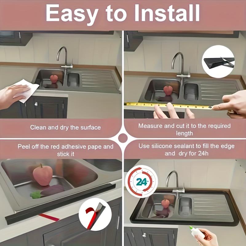 Kitchen Water Retaining Strip Silicone Self-adhesive Door Seal Retaining Strip Separation Shower Dam Barrier Bathroom Accessory