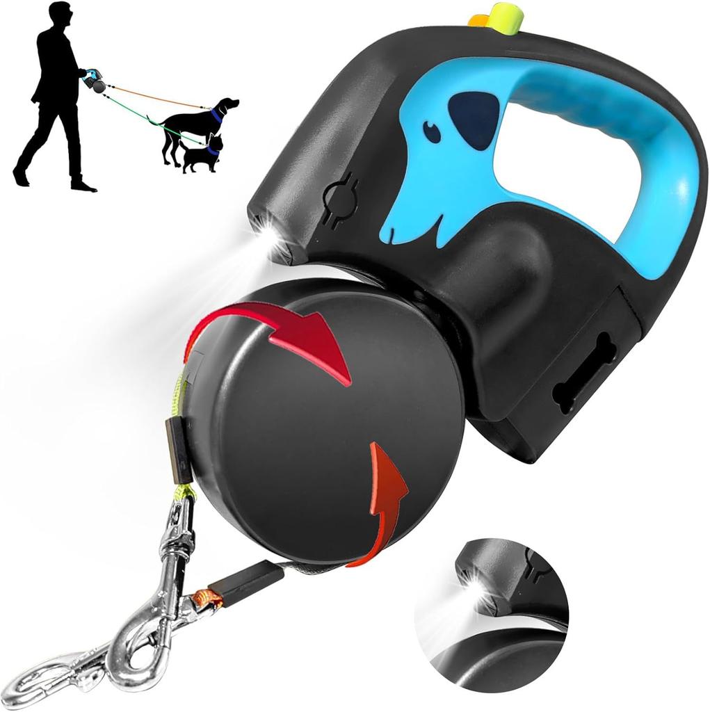 One To Two Pet Leash Automatic Retractable Leash USB Charging With Light Walking Leash Outdoor Dog Leash