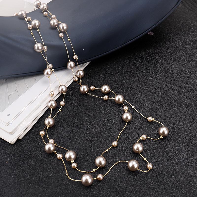 Long Necklace Korean Highlight Pearl Decorative Chain Temperament Versatile Sweater Chain Pendant