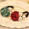 Women Satin Ribbon Rose Hairband Elastic Hair Ties Band Rope Ponytail Holder