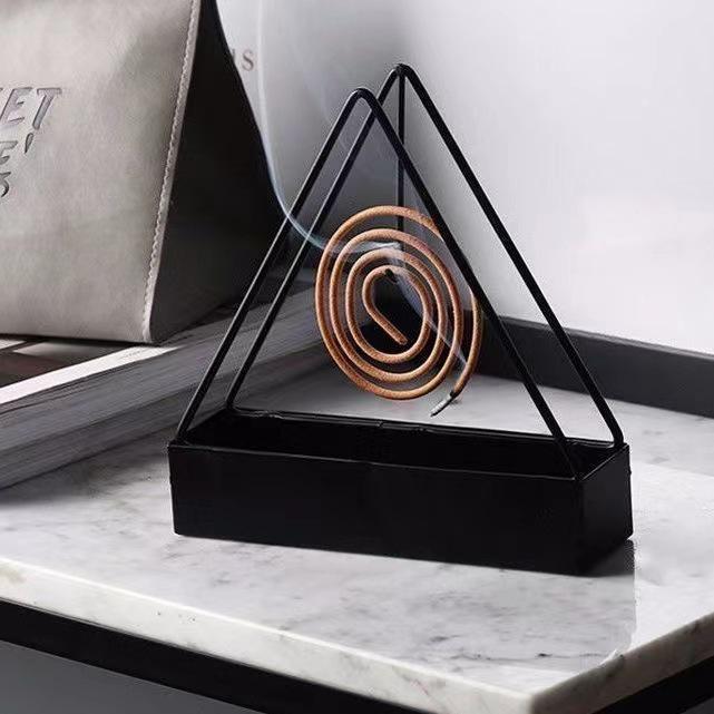 Triangular Mosquito Coil & Incense Holder - Sandalwood Rack with Ash Catcher