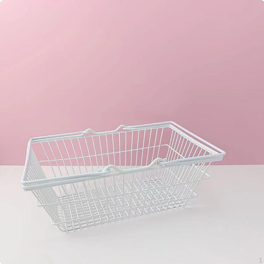 Mini-Einkaufskorb Niedliches Design Miniatur-Obst und -Gemüse Handgehalten Drahtgeflecht Schreibtisch-Organizer für