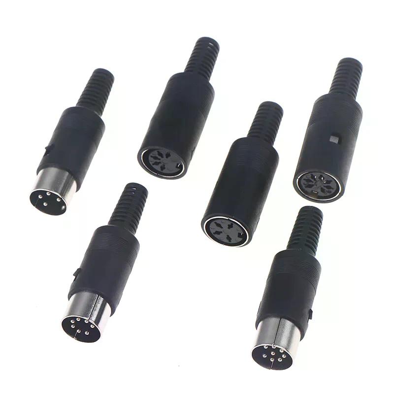 2Pcs 3P 4P 5P 6P 7P 8P DIN Male/Female Plug Soecket Jack With Plastic Handle Keyboard Cable Connector Adaper DIY Accessories