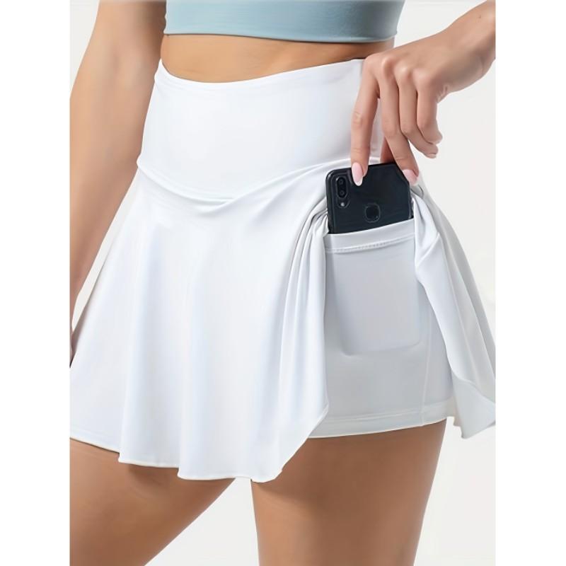 Women's Summer Sports, Fitness, Leisure Yoga Short Skirt, Solid Color, Simple and Comfortable Pleated Skirt