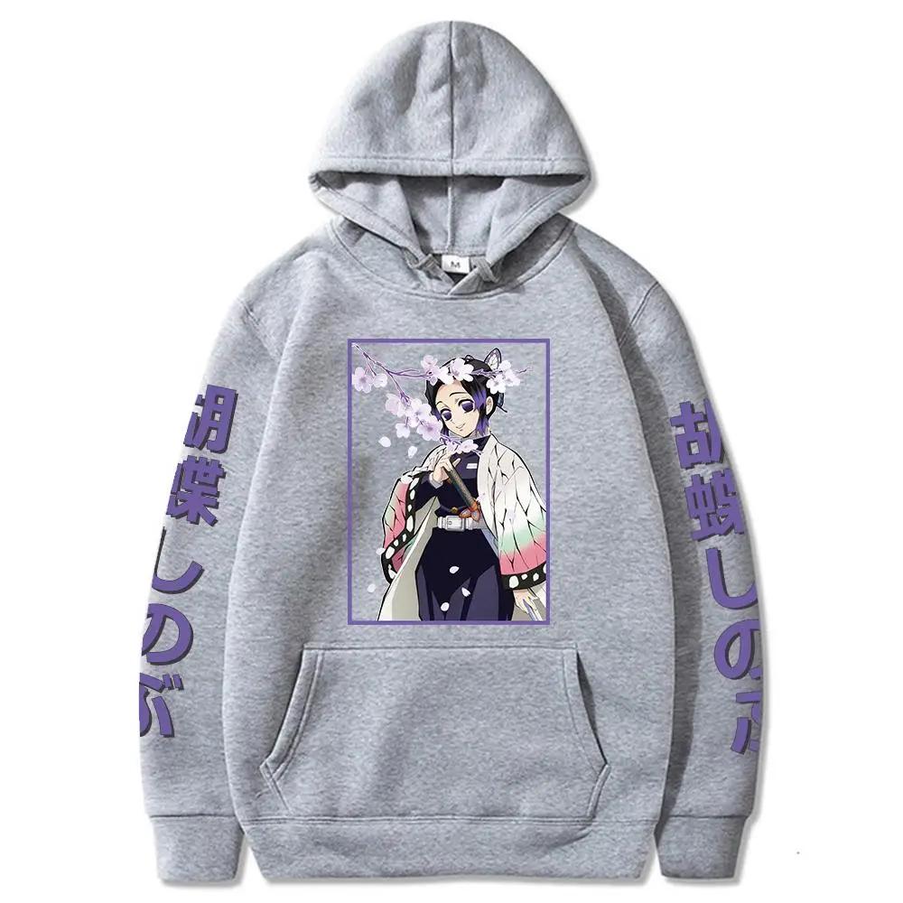 Japanese Anime Demon Slayer Kimetsu No Yaiba Hoodie Shinobu Kocho Sweatshirts Cozy Tops Sweatsuit Sudadera Felpa Moletom Hoodies