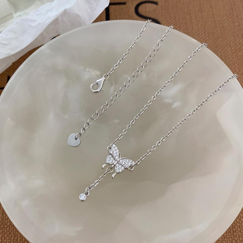 VENTFILLE Silver Color Bowknot Snake Bone Chain Necklace For Women Girl Simple Design Korean Jewelry Dropshipping