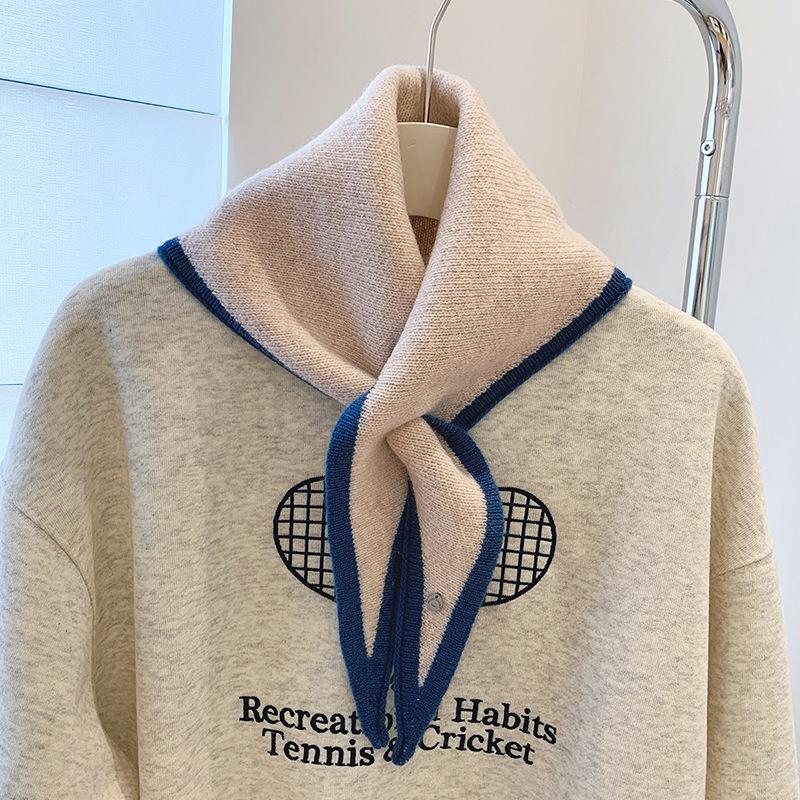 British Korean Triangle Scarf Niche Wool Triangular Scarf Women Headscarf Knitted Scarf Multi-Functional Warm Knitted Scarf