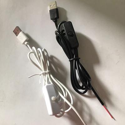 5V-Schalter-Netzteilkabel, 1 m/1,5 m, USB-Stecker auf 2-adriges Verbindungskabel, 501-Taste, Ein/Aus, 2 A, für LED-Streifen, Lampen