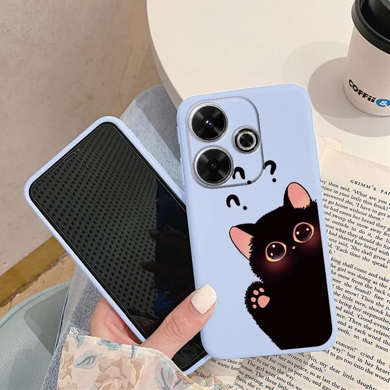 

Мягкий силиконовый чехол с милым котом для Samsung A55 M35 S24 Xiaomi Redmi Note 13 Pro 13C 14 Poco C65 iPhone 15 Huawei Honor 200 Realme Camera Противоударный чехол Honor 200 Lite синий
