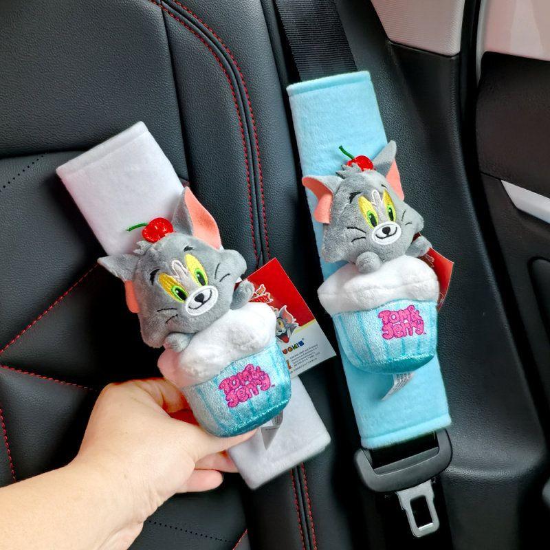 New Car Seatbelt Shoulder Pads Tom and Jerry Cat Car Decorations Car Seatbelt Protective Covers