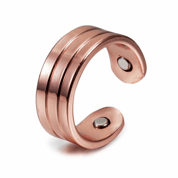 Vinterly Magnetischer Ring aus reinem Kupfer für Damen Herren Trendiger Gesundheits-Energie-Finger Offener Armreif Verstellbarer Schmuck Hoher Magnet Verstellbar