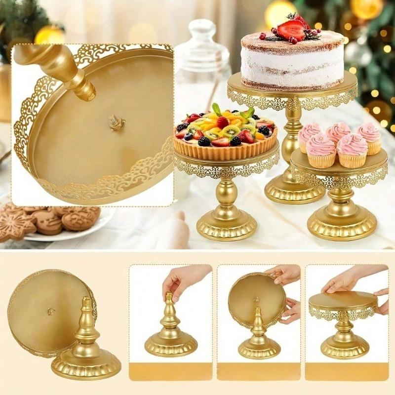 Golden Lace Iron Cake Stand Perfect for Wedding and Party Dessert Tables Vintage Design for Special Celebrations and Events