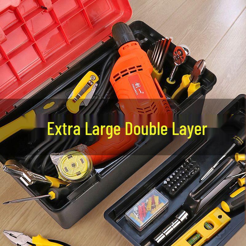 Heavy-Duty Multifunctional Tool and Storage Box for Home, Portable Plastic Organizer for Vehicle and Electrician Repairs
