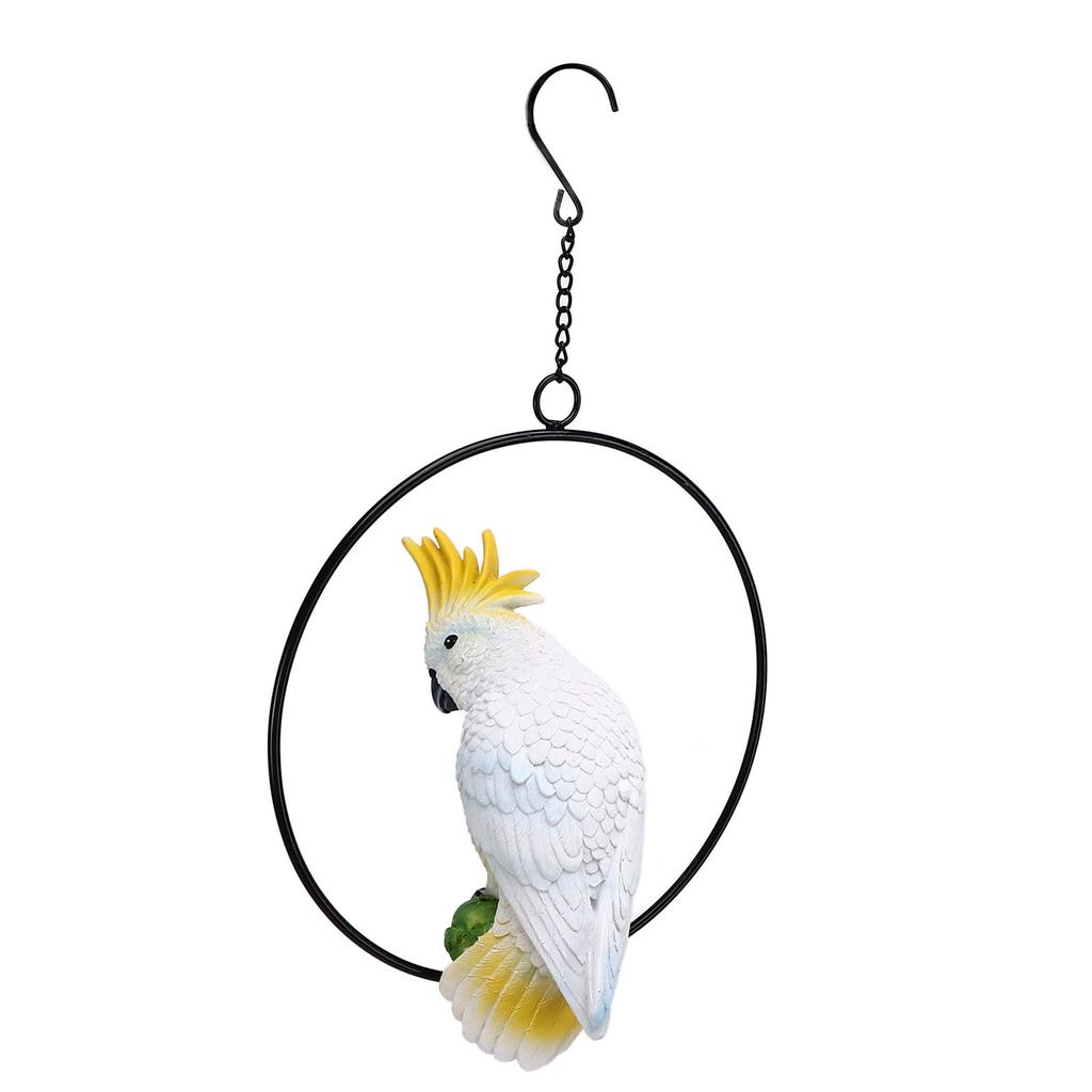 Iron Ring Parrots Decor Bright Texture Waterproof Iron Ring Parrots Resin Pendant Crafts