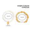 Salircon 2Pcs/Set Exquisite Imitation Pearl Chain Heart Pendant Bracelet Women Vintage Elastic Rope Chain Bangle Jewelry Gift