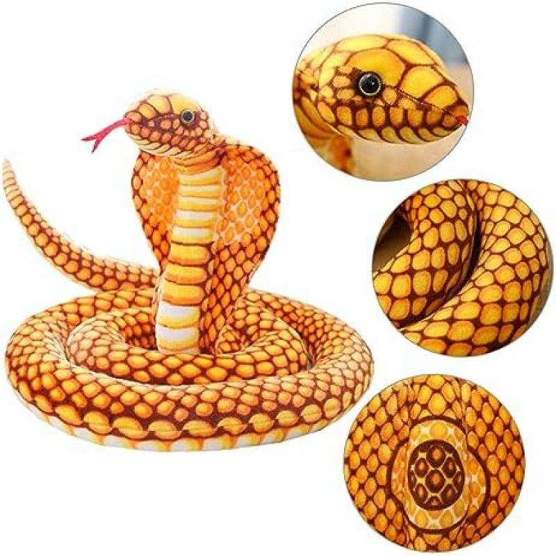 Trayosin Giant Snake Plush - Realistic Stuffed Animal Snake, Large Cuddly Toy, Yellow, 80cm