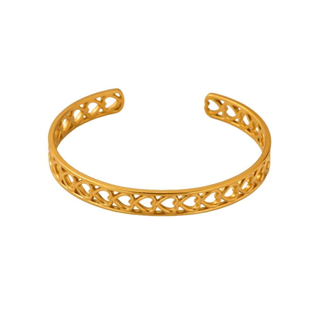 Classic Elegant Flowers Patchwork Cuff Bracelet Gold Color Stainless Steel Delicate Adjustable Open Geometric Bracelet Jewelry