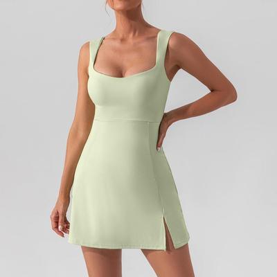 Women's Outdoor Summer Sports Tennis Dress Soft High Elasticity Golf Dress Quick Drying Breathable Fitness Shorts One Piece Tennis Sport Dress