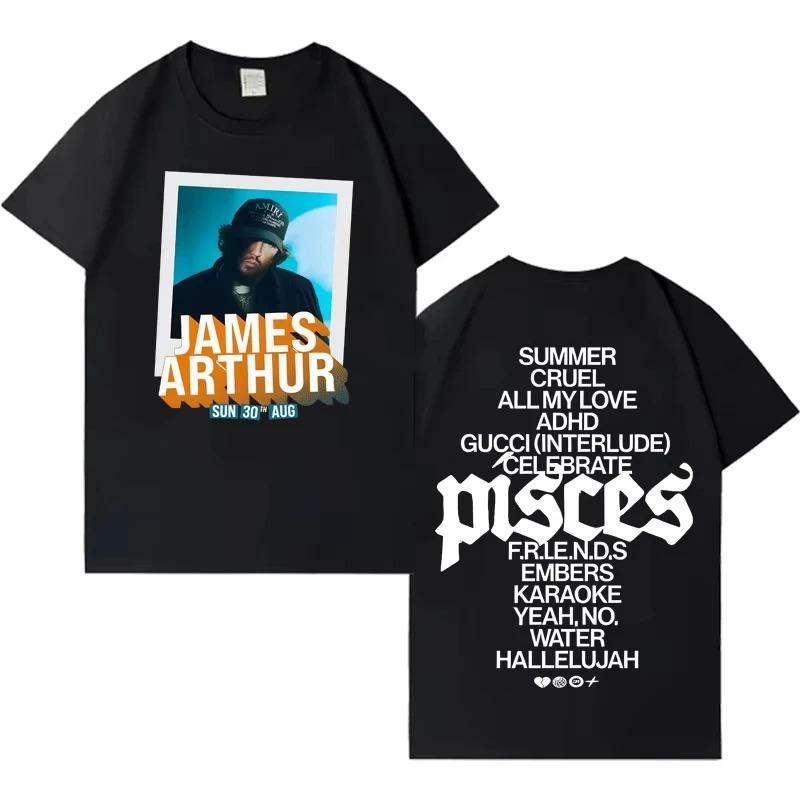 James Arthur  Pisces  Tour Portrait & Tracklist Graphic Double Sided Oversized Streetwear Pop Soul Concert Fan Merch T-Shirt Top for James Arthur 4XL