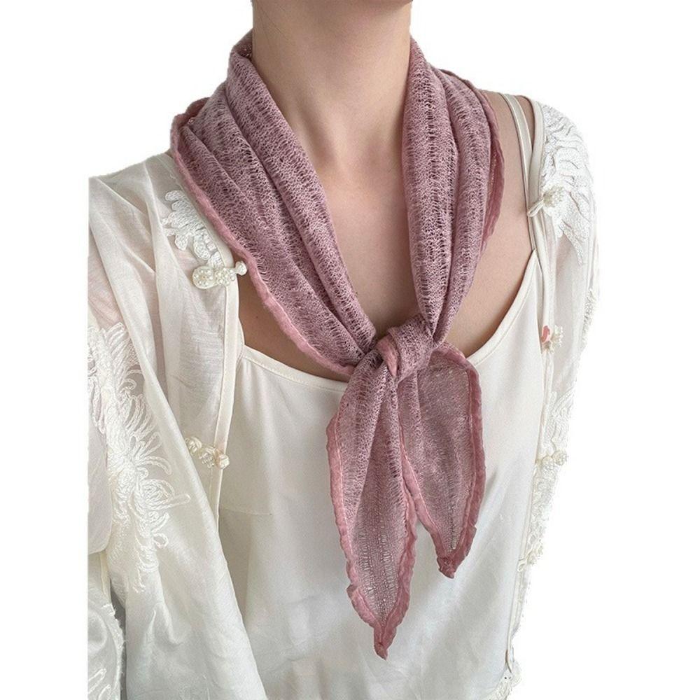 Hollowed-out Neck Scarf Multicolor Head Wrap Trendy Neckerchief  Female