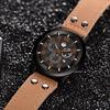 Fashion Men's Sports Watches Casual Leather Strap Quartz Watch Male Military Calendar Wristwatch