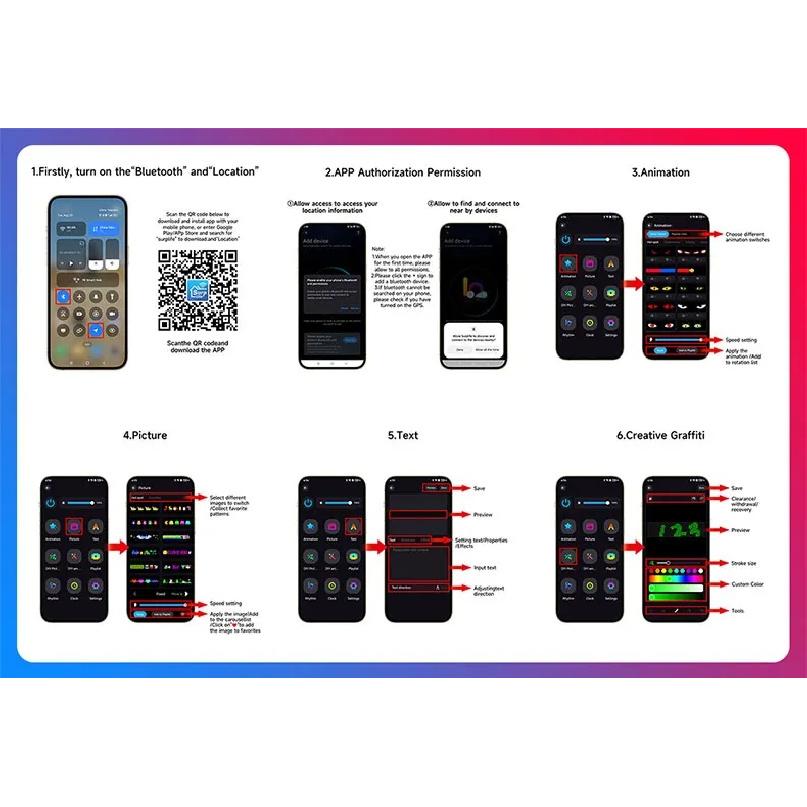 200/150/120 Cm Devil's Eye LED Truck Sign Scrolling Animation APP Remote Control LED Matrix Pixel Panel LED Display Light 12-24V