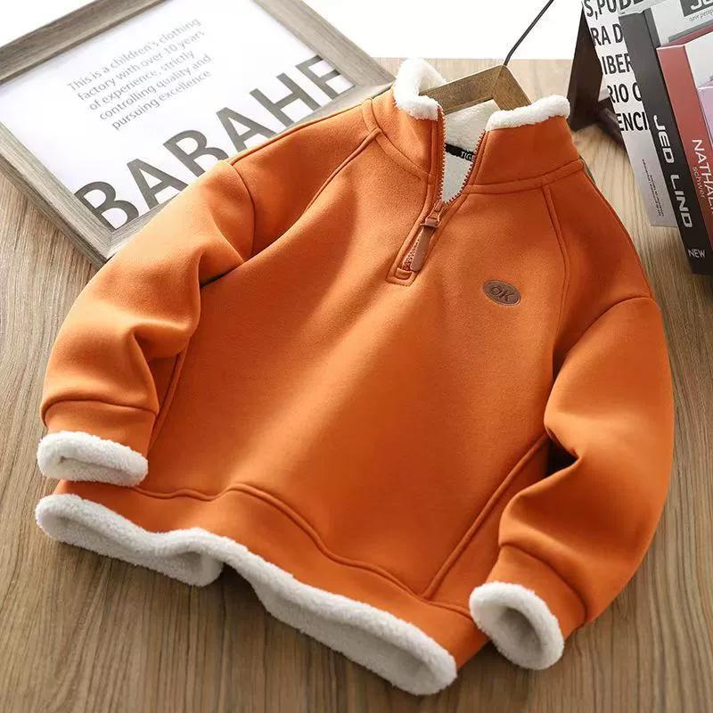 Winter Children's Lambswool Sweatshirt Boys Fleece Pullover Girls Thicken Warm Jumper Autumn Kids Long-Sleeved Casual Clothes